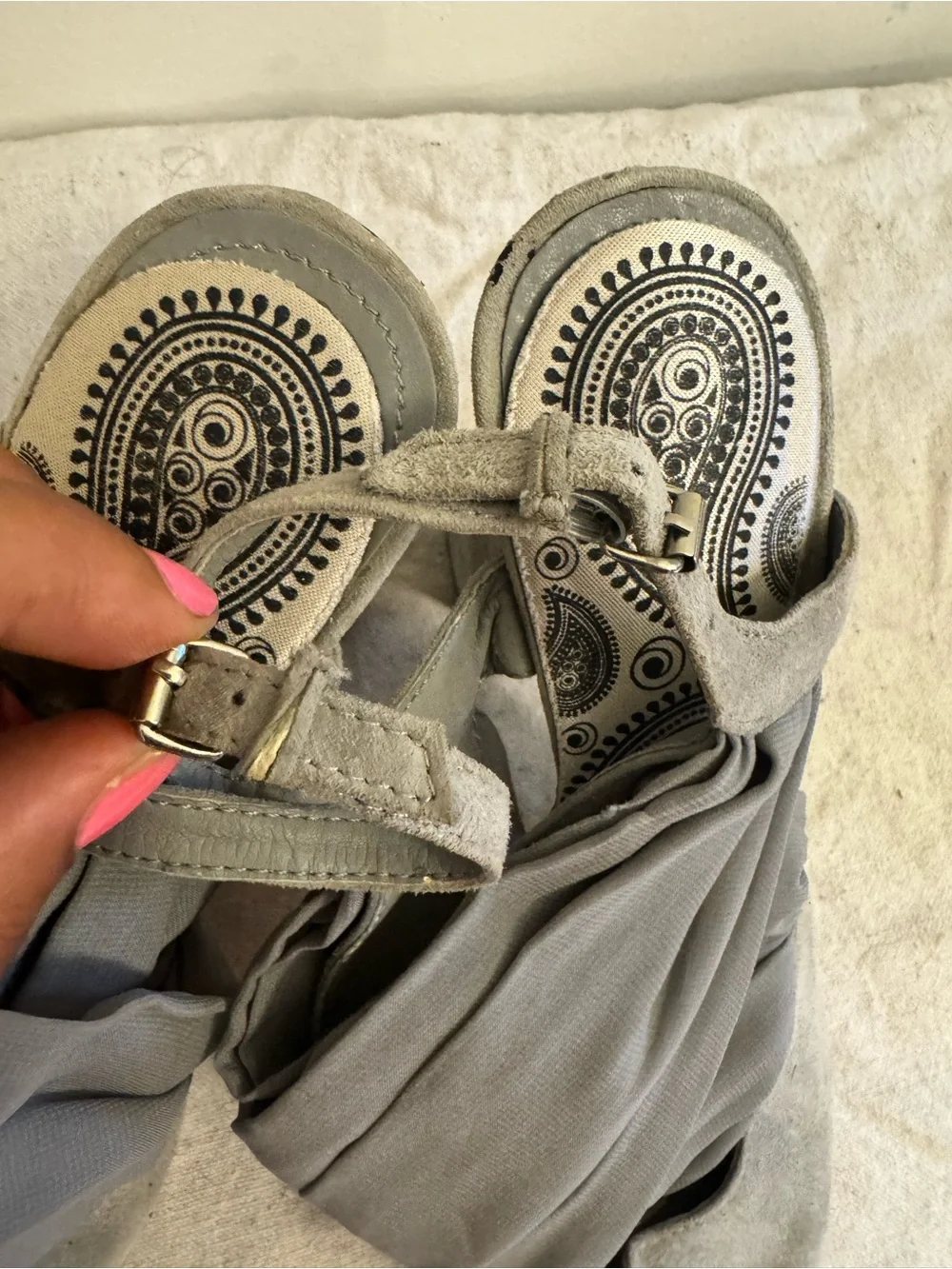 Gray Women's Wrap-Style Platform Sandals